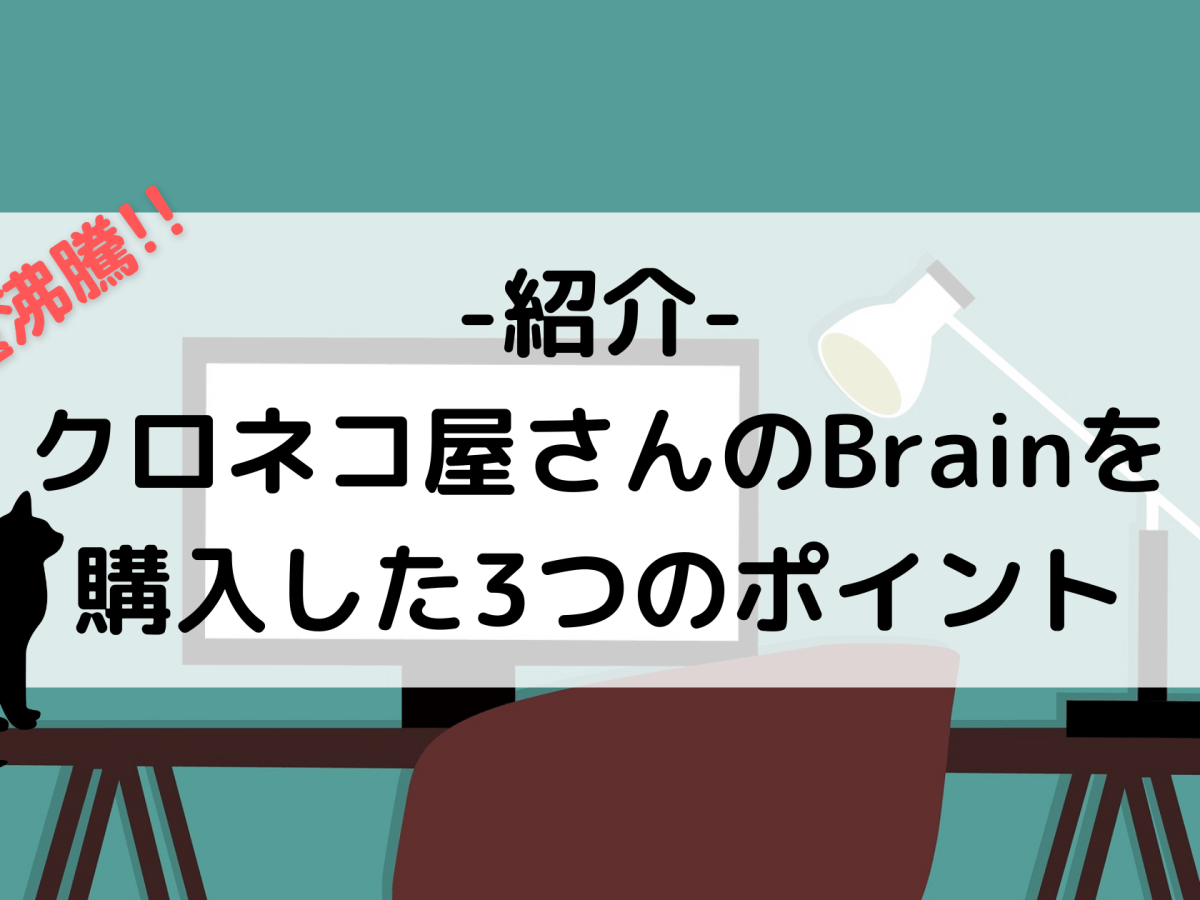 【紹介】話題のクロネコ屋さんのBrainを購入した3つのポイント